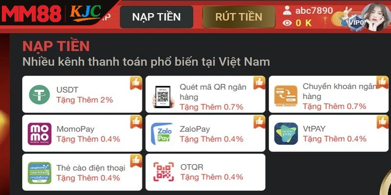 Lưu ý quan trọng khi thực hiện nạp tiền MM88